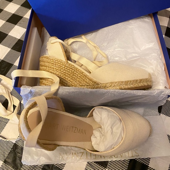 Stuart Weitzman strap wedge sandals sz 9 like new in box - Picture 2 of 3